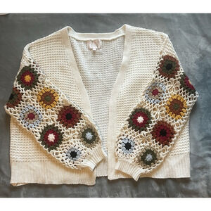 Audrey Parks Francescas | Med. | Crotchet | Granny Square | Open Cardigan | EUC